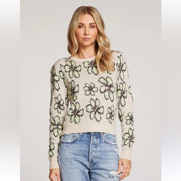 NWT Saltwater Luxe Glory sweater limelight size small. Cropped. - Picture 1 of 8